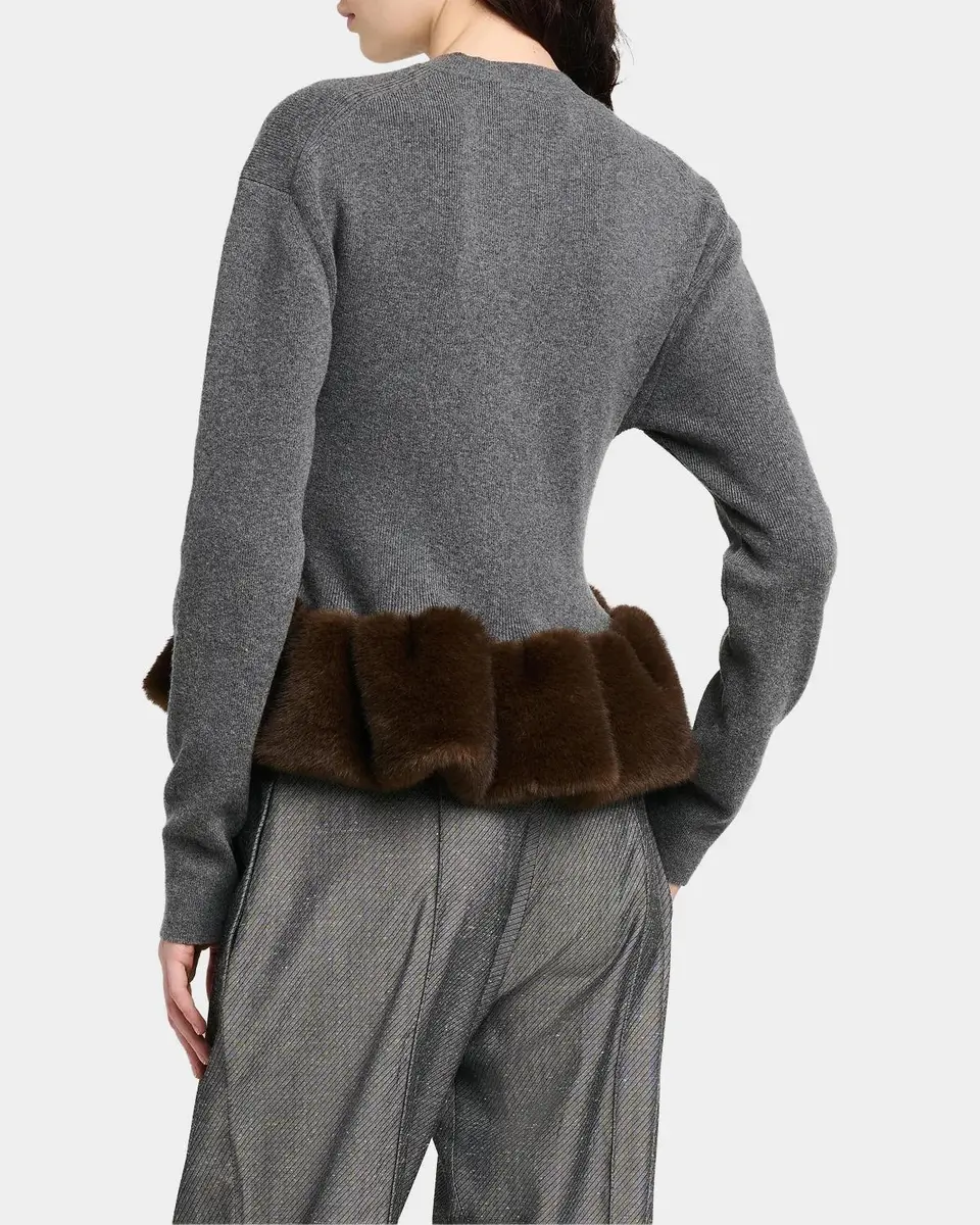 Stella McCartney Faux Fur Trim Wool Crewneck Sweater | Thumbnail 4 Stella McCartney Faux Fur Trim Wool Crewneck Sweater | Thumbnail 4