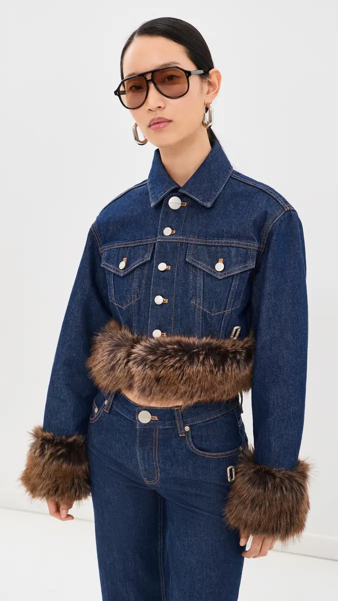 Marc Jacobs Faux Fur Shrunken Denim Trucker Jacket | Thumbnail 2 Marc Jacobs Faux Fur Shrunken Denim Trucker Jacket | Thumbnail 2