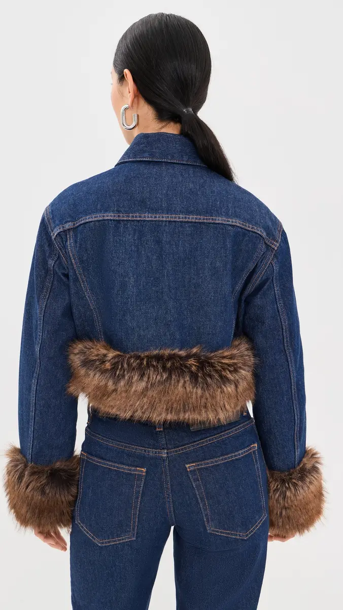 Marc Jacobs Faux Fur Shrunken Denim Trucker Jacket | Thumbnail 3 Marc Jacobs Faux Fur Shrunken Denim Trucker Jacket | Thumbnail 3