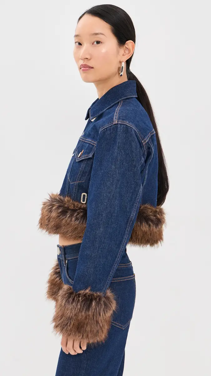 Marc Jacobs Faux Fur Shrunken Denim Trucker Jacket | Thumbnail 4 Marc Jacobs Faux Fur Shrunken Denim Trucker Jacket | Thumbnail 4