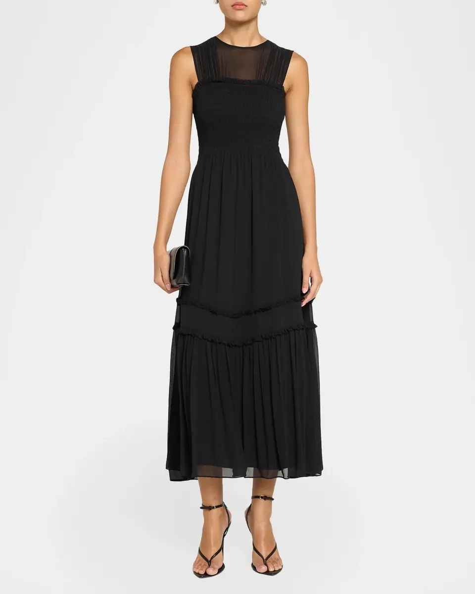 Ramy Brook Mila Smocked Silk Midi Dress | Thumbnail 2 Ramy Brook Mila Smocked Silk Midi Dress | Thumbnail 2