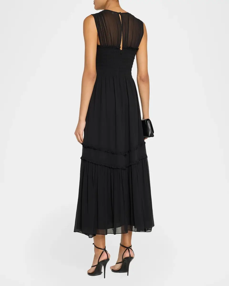 Ramy Brook Mila Smocked Silk Midi Dress | Thumbnail 3 Ramy Brook Mila Smocked Silk Midi Dress | Thumbnail 3