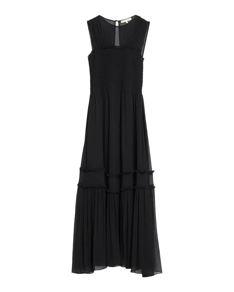 Ramy Brook Mila Smocked Silk Midi Dress