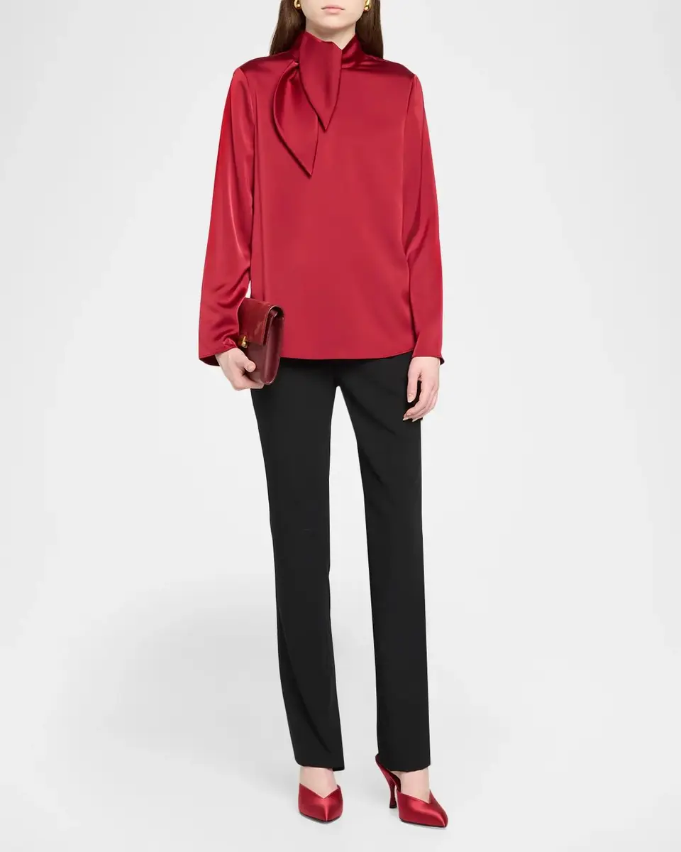 Emporio Armani Tie-Neck Techno Twill Shirt | Thumbnail 2 Emporio Armani Tie-Neck Techno Twill Shirt | Thumbnail 2