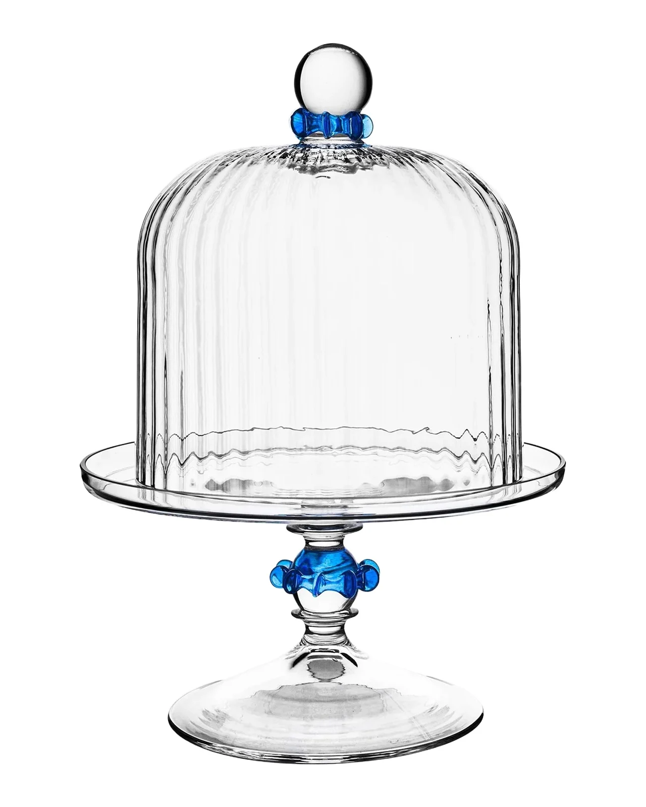 Juliska Nell Ruffle Petite Cake Dome & Stand, Chambray