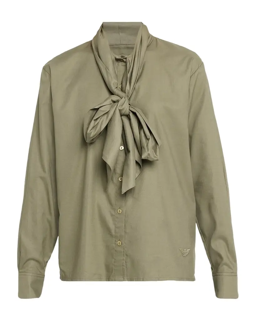 Emporio Armani Button-Front Scarf Shirt | Image 1 Emporio Armani Button-Front Scarf Shirt | Image 1