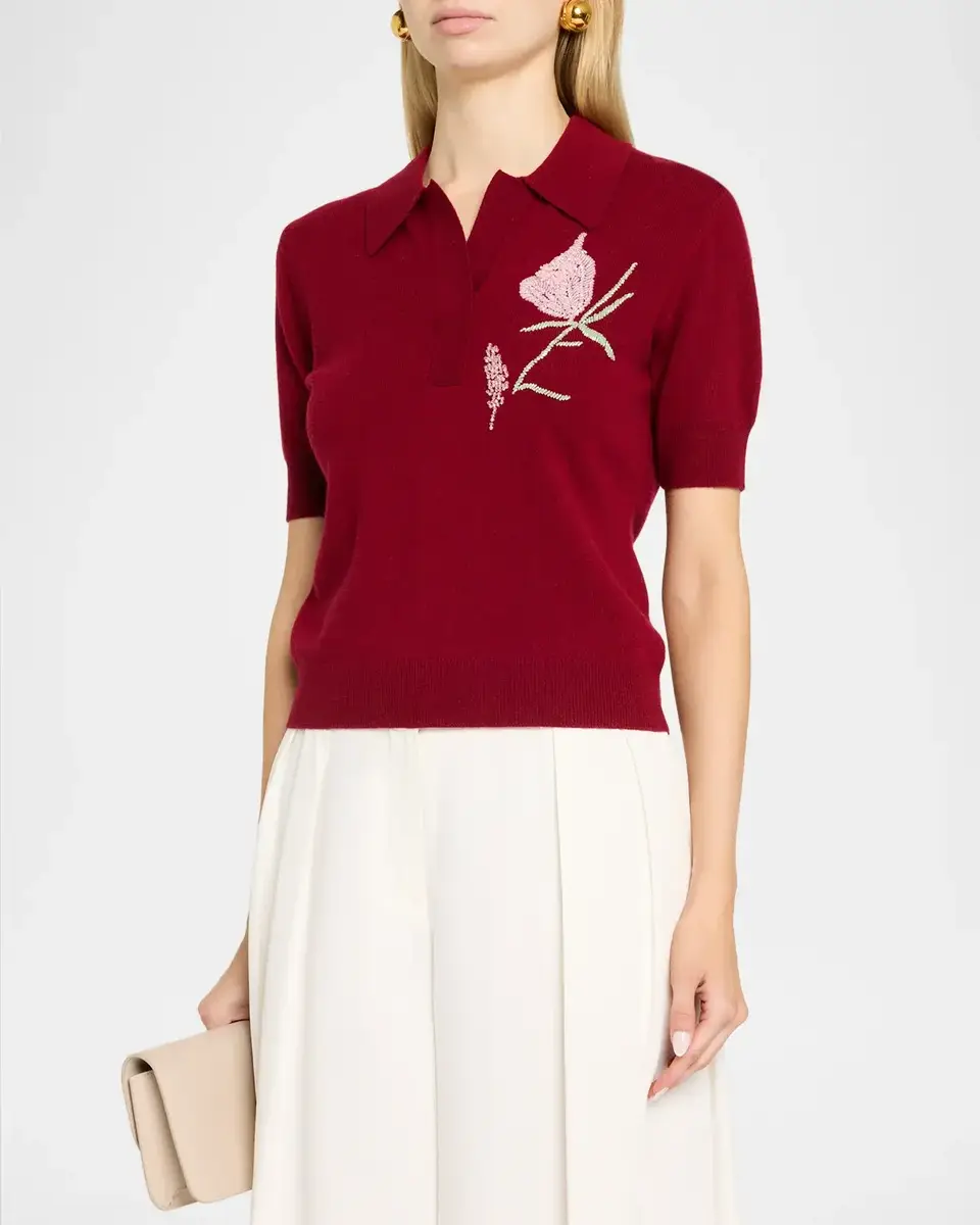 Aknvas Ailey Embroidered Wool-Cashmere Polo Sweater | Thumbnail 4 Aknvas Ailey Embroidered Wool-Cashmere Polo Sweater | Thumbnail 4