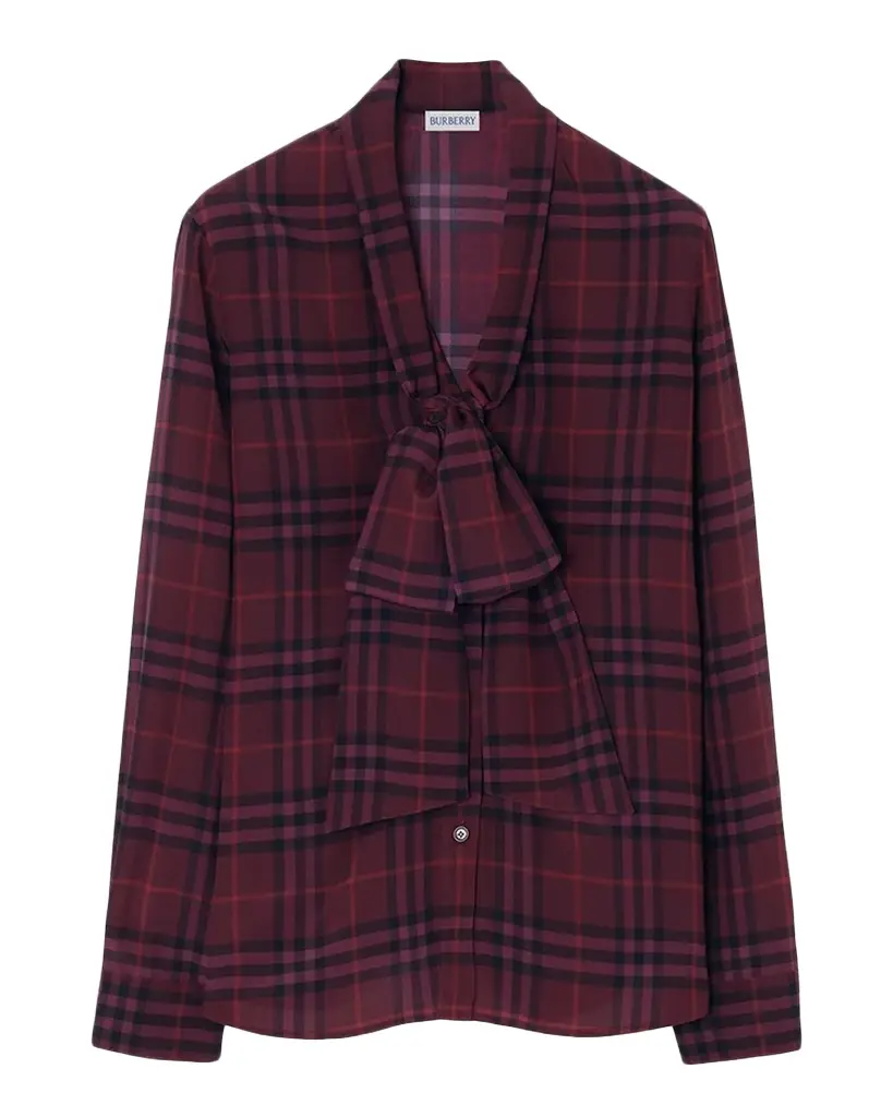Burberry Rhiannon Check Silk Blouse | Image 1 Burberry Rhiannon Check Silk Blouse | Image 1