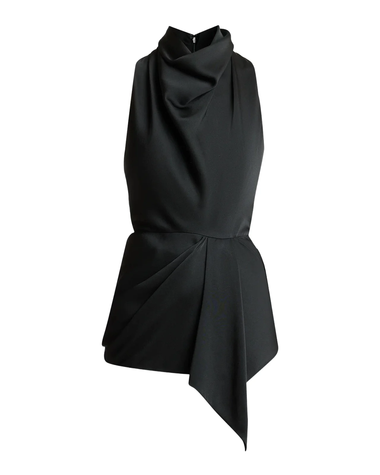 Draped Satin Sleeveless Asymmetric Top