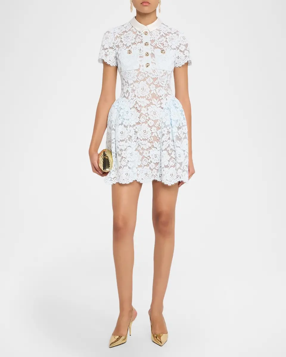 Self-Portrait Lace Fit & Flare Mini Dress | Thumbnail 2 Self-Portrait Lace Fit & Flare Mini Dress | Thumbnail 2