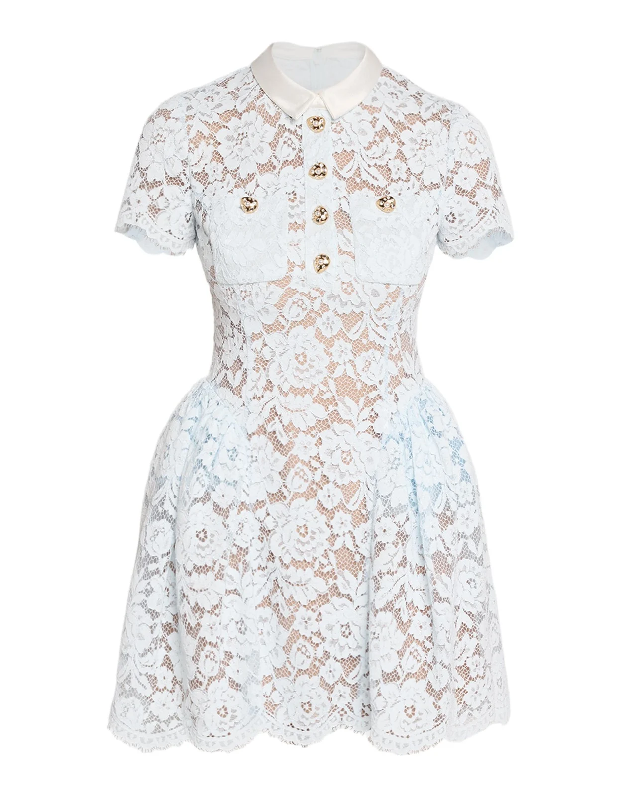 Self-Portrait Lace Fit & Flare Mini Dress