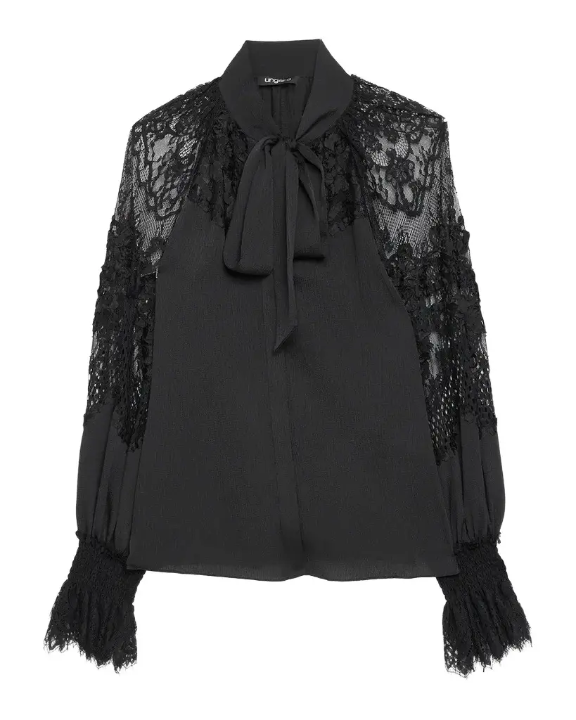 Ungaro Thea Lace-Inset Scarf Blouse | Image 1 Ungaro Thea Lace-Inset Scarf Blouse | Image 1