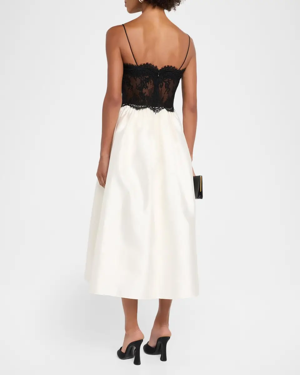 Self-Portrait Taffeta Lace Midi Dress | Thumbnail 3 Self-Portrait Taffeta Lace Midi Dress | Thumbnail 3