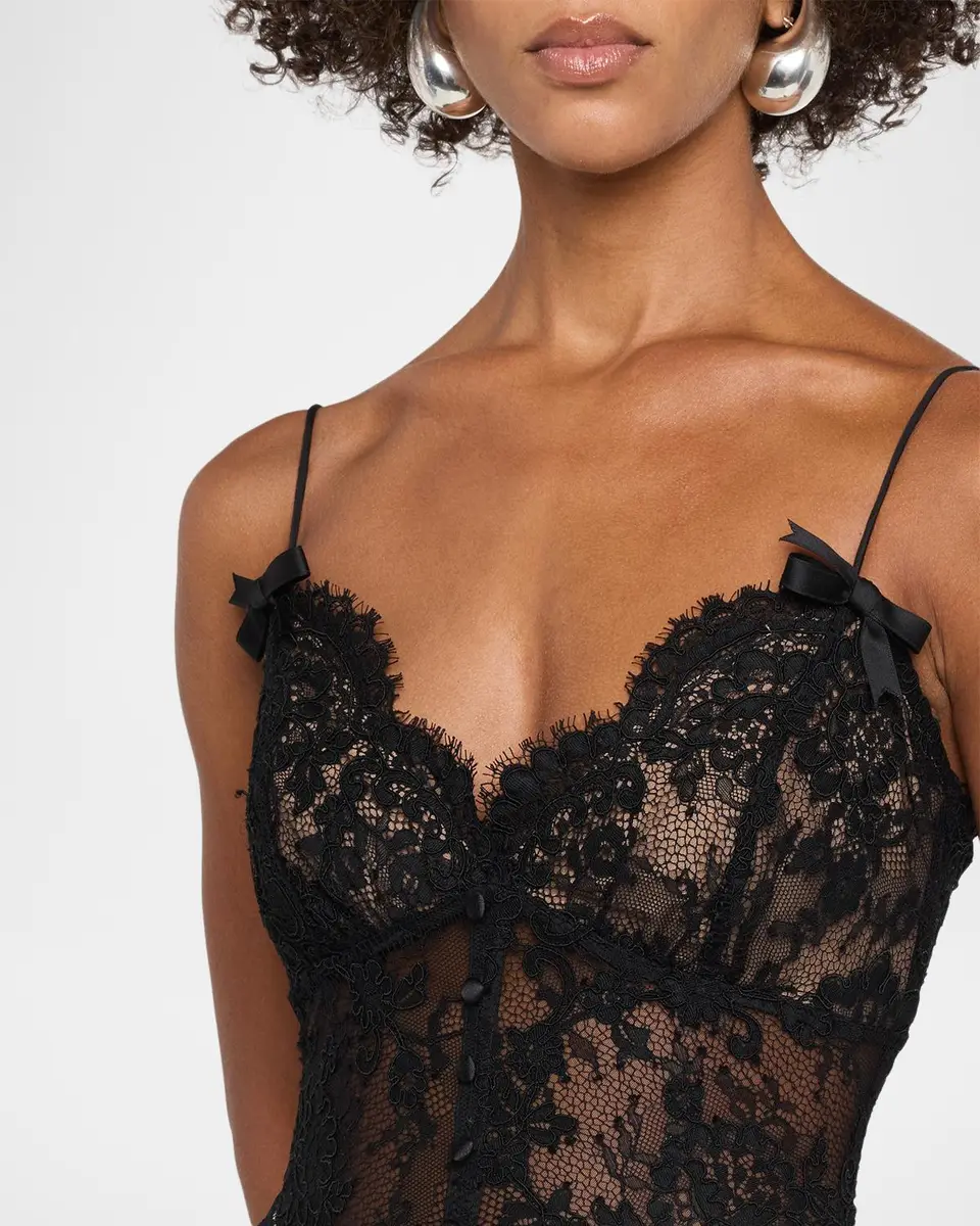 Self-Portrait Taffeta Lace Midi Dress | Thumbnail 5 Self-Portrait Taffeta Lace Midi Dress | Thumbnail 5