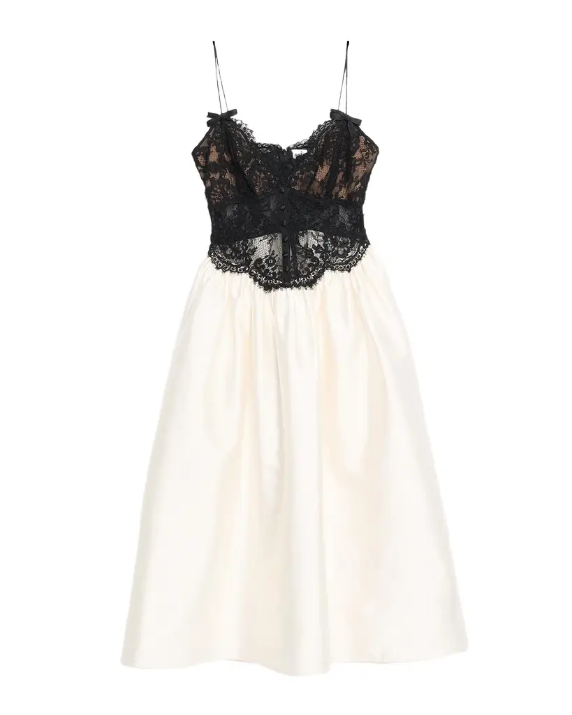Self-Portrait Taffeta Lace Midi Dress