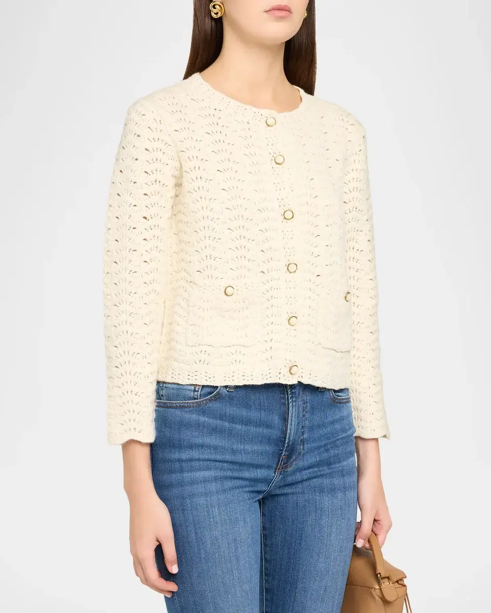 Frame The Chevron Pointelle Knit Cardigan | Thumbnail 4