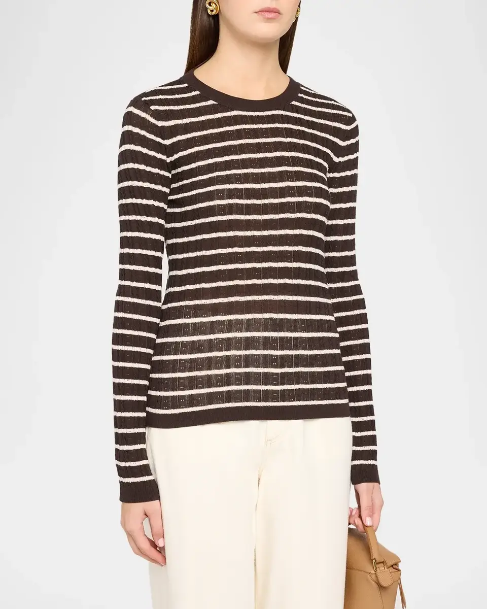 Frame The Pointelle Striped Sweater | Thumbnail 4 Frame The Pointelle Striped Sweater | Thumbnail 4