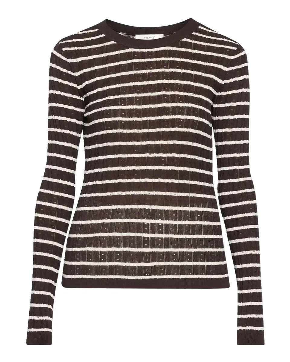 Frame The Pointelle Striped Sweater | Thumbnail 5 Frame The Pointelle Striped Sweater | Thumbnail 5