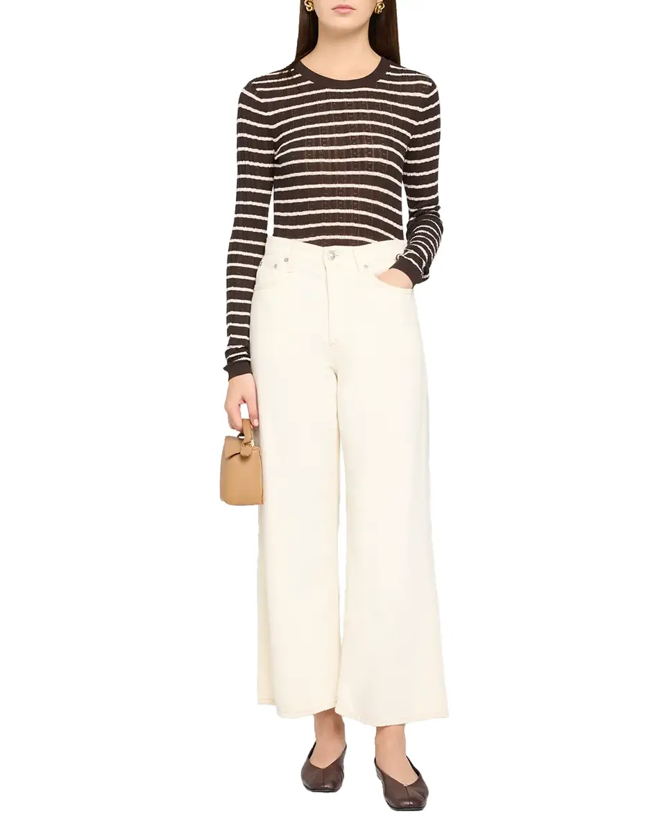 Frame The Pointelle Striped Sweater | Thumbnail 6 Frame The Pointelle Striped Sweater | Thumbnail 6