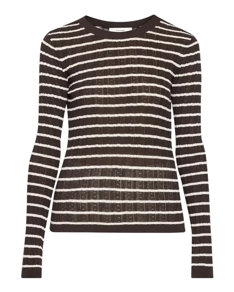 Frame The Pointelle Striped Sweater