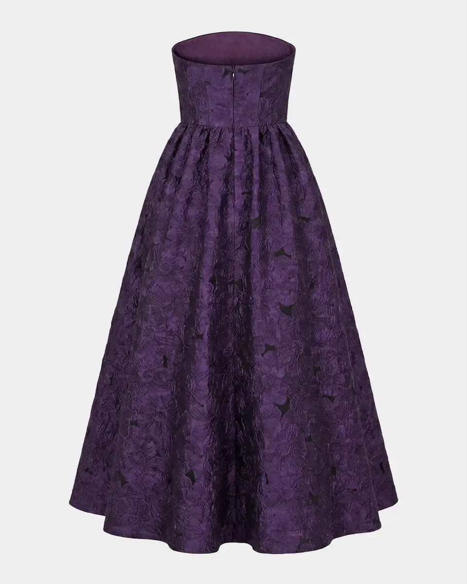 Mac Duggal Strapless Floral Brocade Midi Dress | Thumbnail 5 Mac Duggal Strapless Floral Brocade Midi Dress | Thumbnail 5