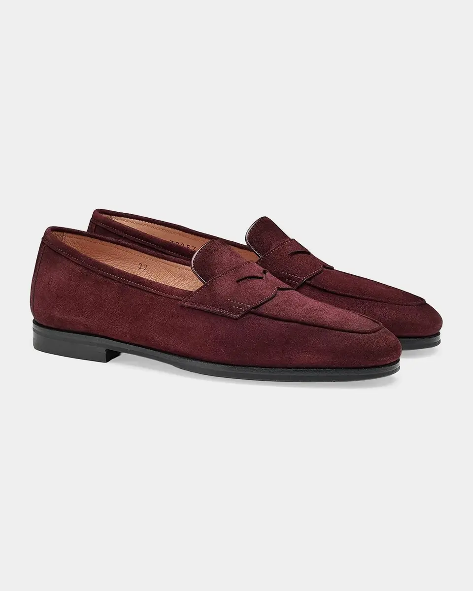 Santoni Suede Penny Loafers | Thumbnail 3 Santoni Suede Penny Loafers | Thumbnail 3