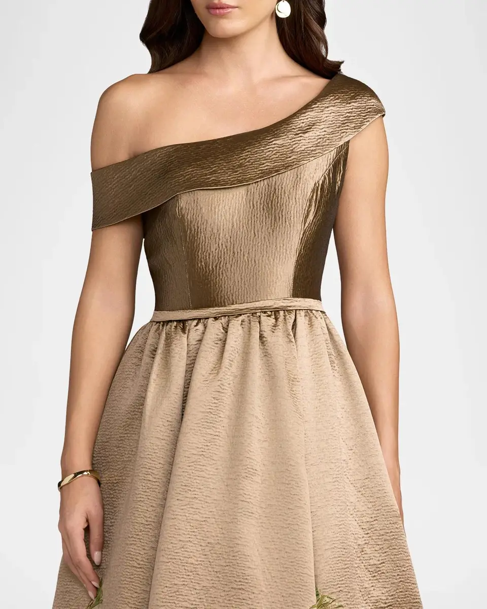 Mac Duggal One-Shoulder Metallic Brocade Ball Gown | Thumbnail 4