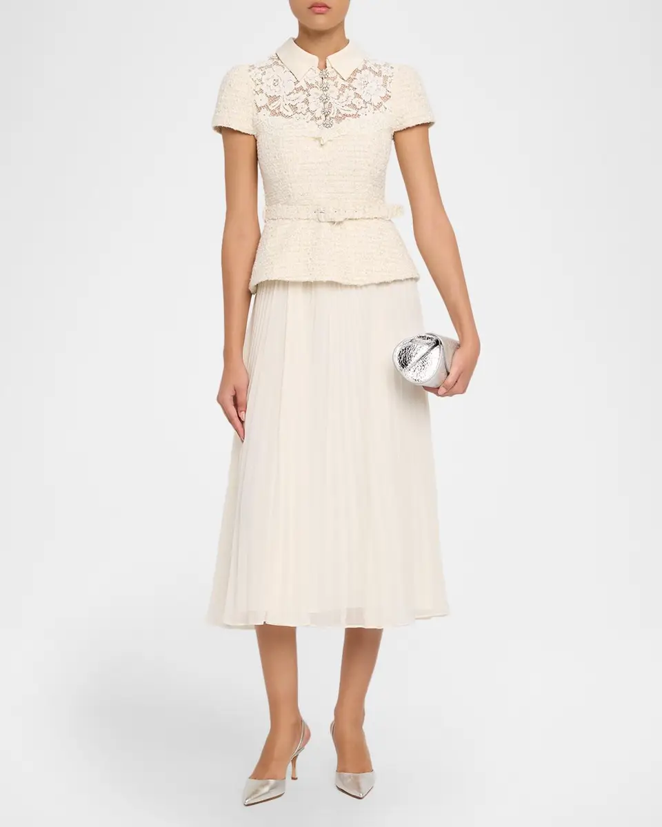 Self-Portrait Lace Boucle Midi Dress | Thumbnail 2
