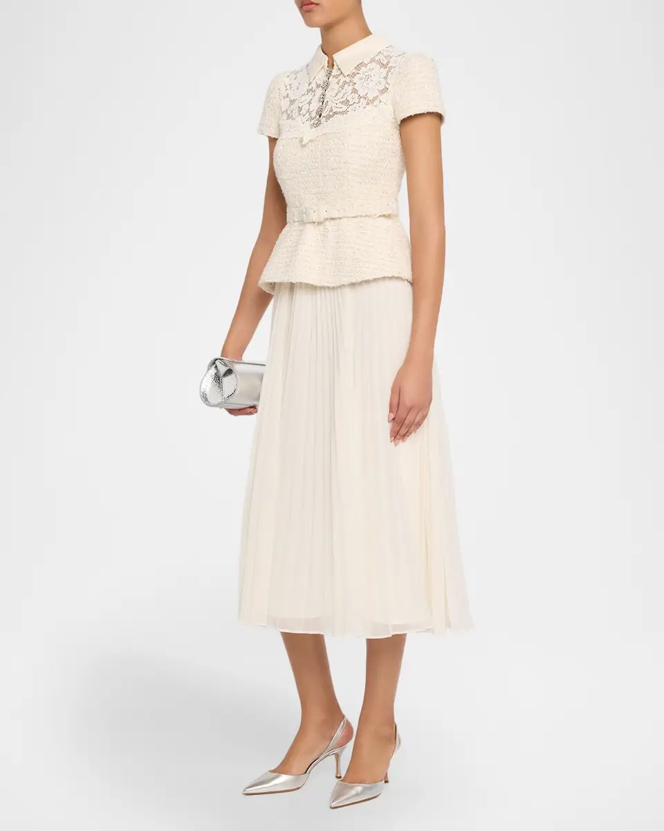 Self-Portrait Lace Boucle Midi Dress | Thumbnail 4