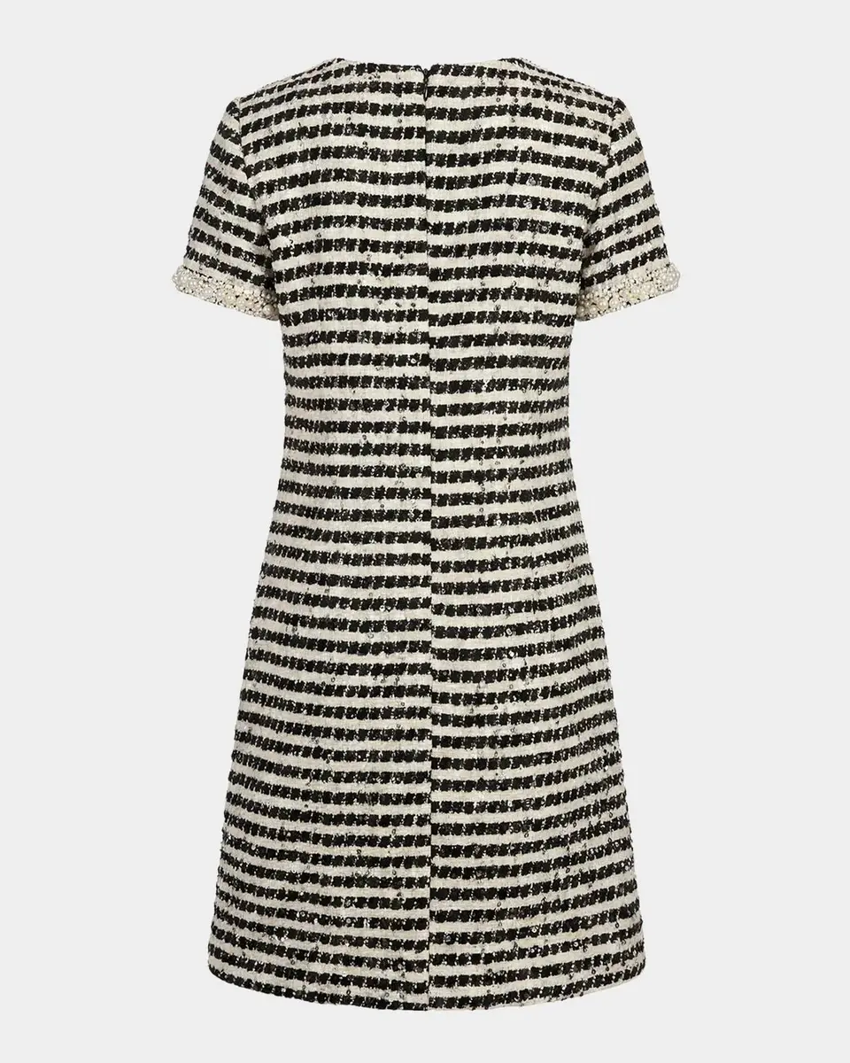 Mac Duggal Sequin Striped Boucle Mini Dress | Thumbnail 5 Mac Duggal Sequin Striped Boucle Mini Dress | Thumbnail 5