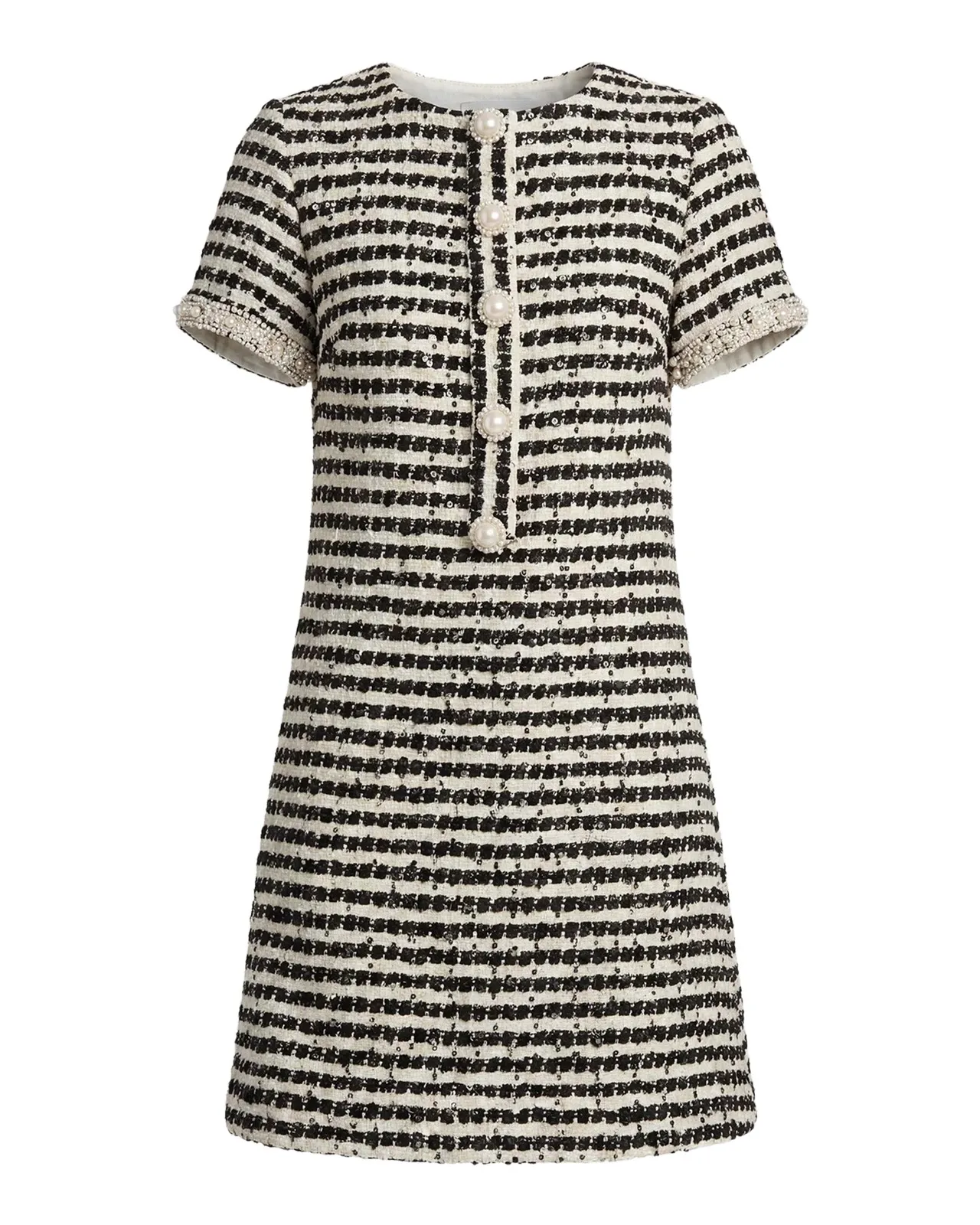 Mac Duggal Sequin Striped Boucle Mini Dress