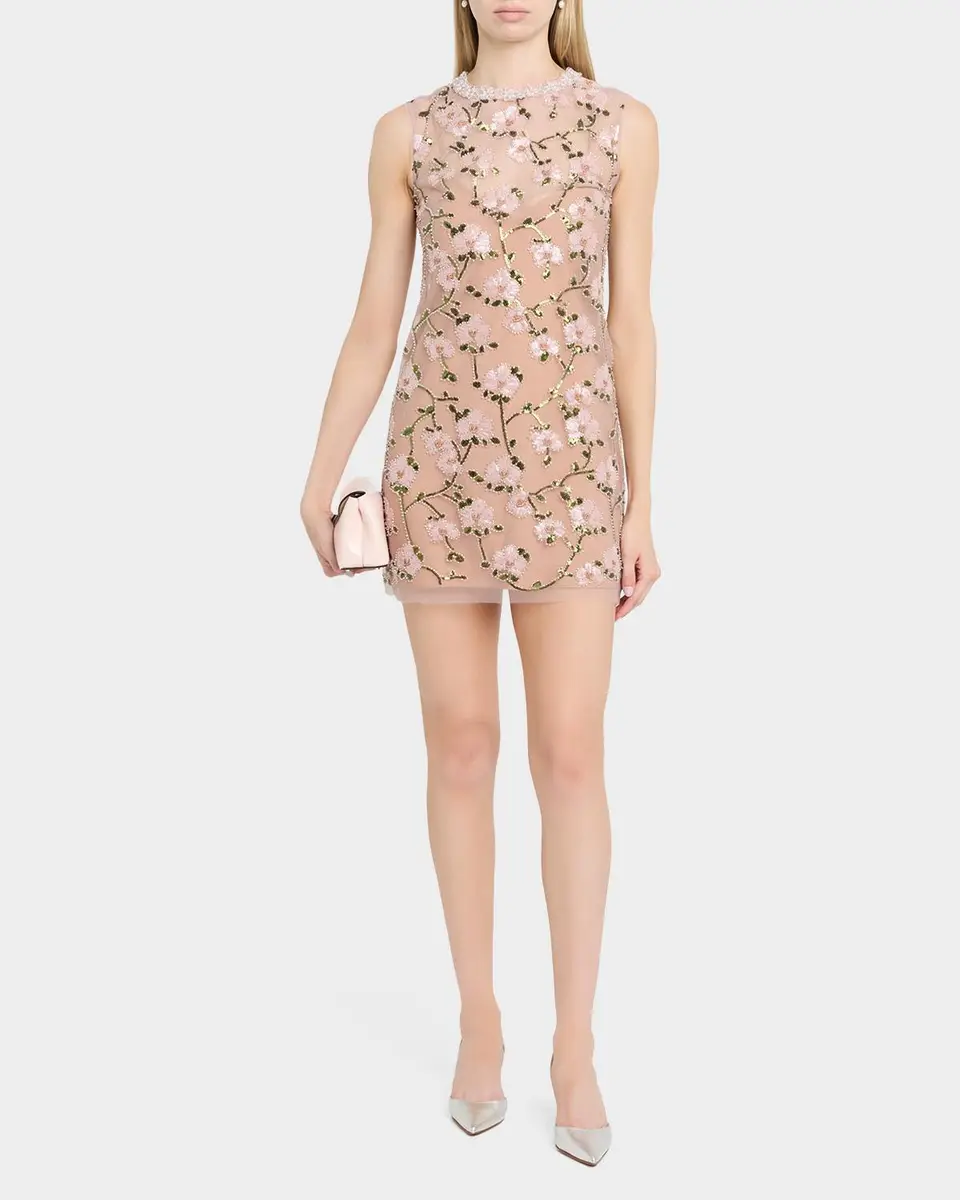 Self-Portrait Floral Sequin Embellished Mini Dress | Thumbnail 2 Self-Portrait Floral Sequin Embellished Mini Dress | Thumbnail 2