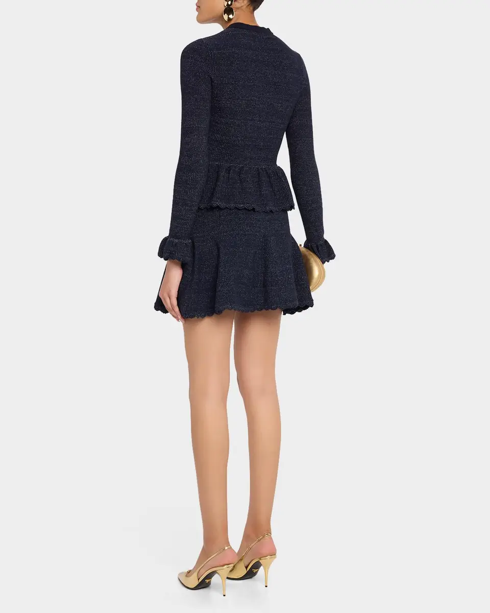 Self-Portrait Textured Knit Fit & Flare Mini Dress | Thumbnail 3 Self-Portrait Textured Knit Fit & Flare Mini Dress | Thumbnail 3