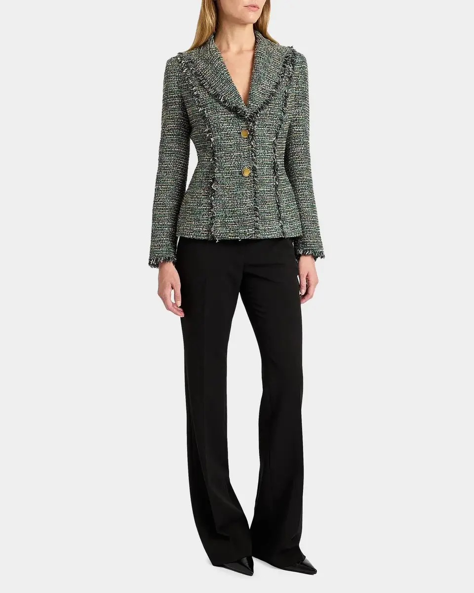 Santorelli Fringed Single-Breasted Tweed Jacket | Thumbnail 2