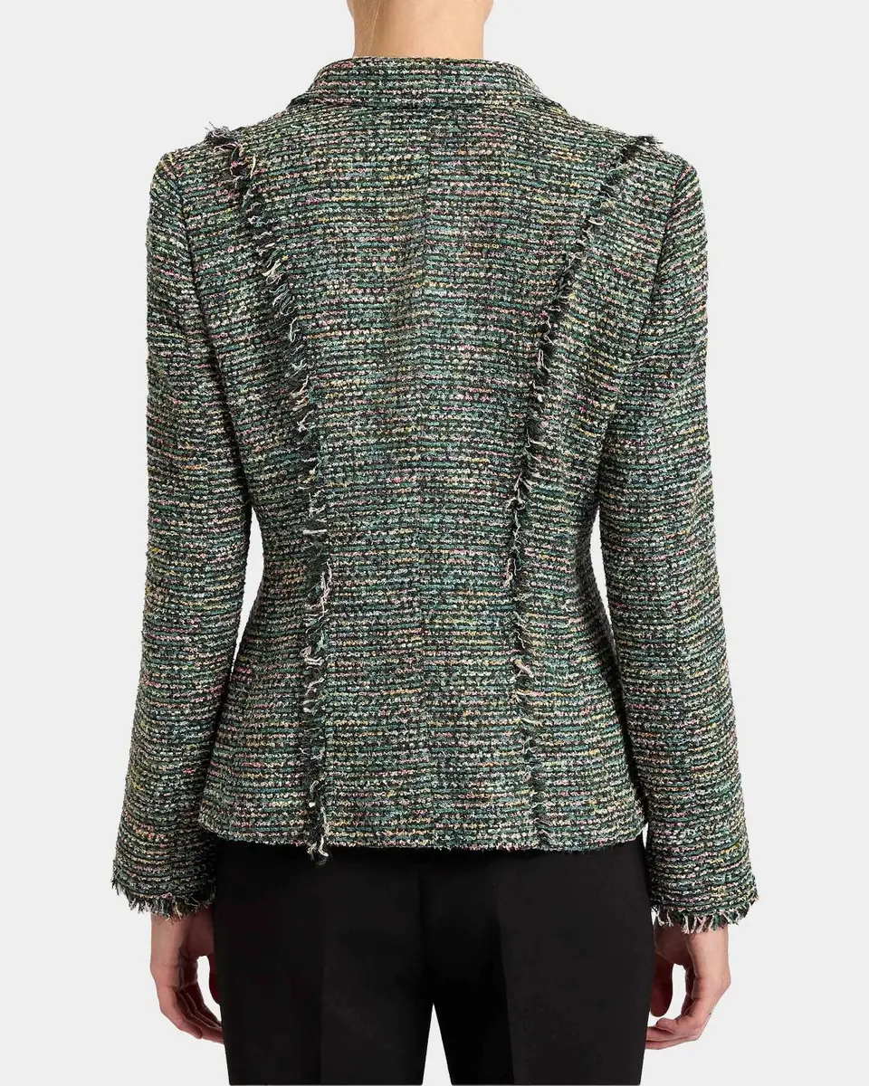 Santorelli Fringed Single-Breasted Tweed Jacket | Thumbnail 3