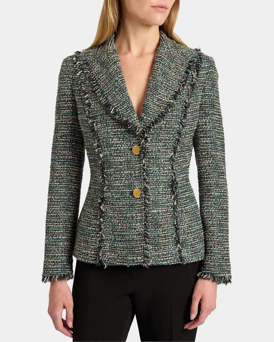 Santorelli Fringed Single-Breasted Tweed Jacket | Thumbnail 4