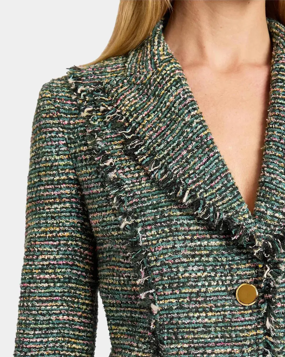 Santorelli Fringed Single-Breasted Tweed Jacket | Thumbnail 5