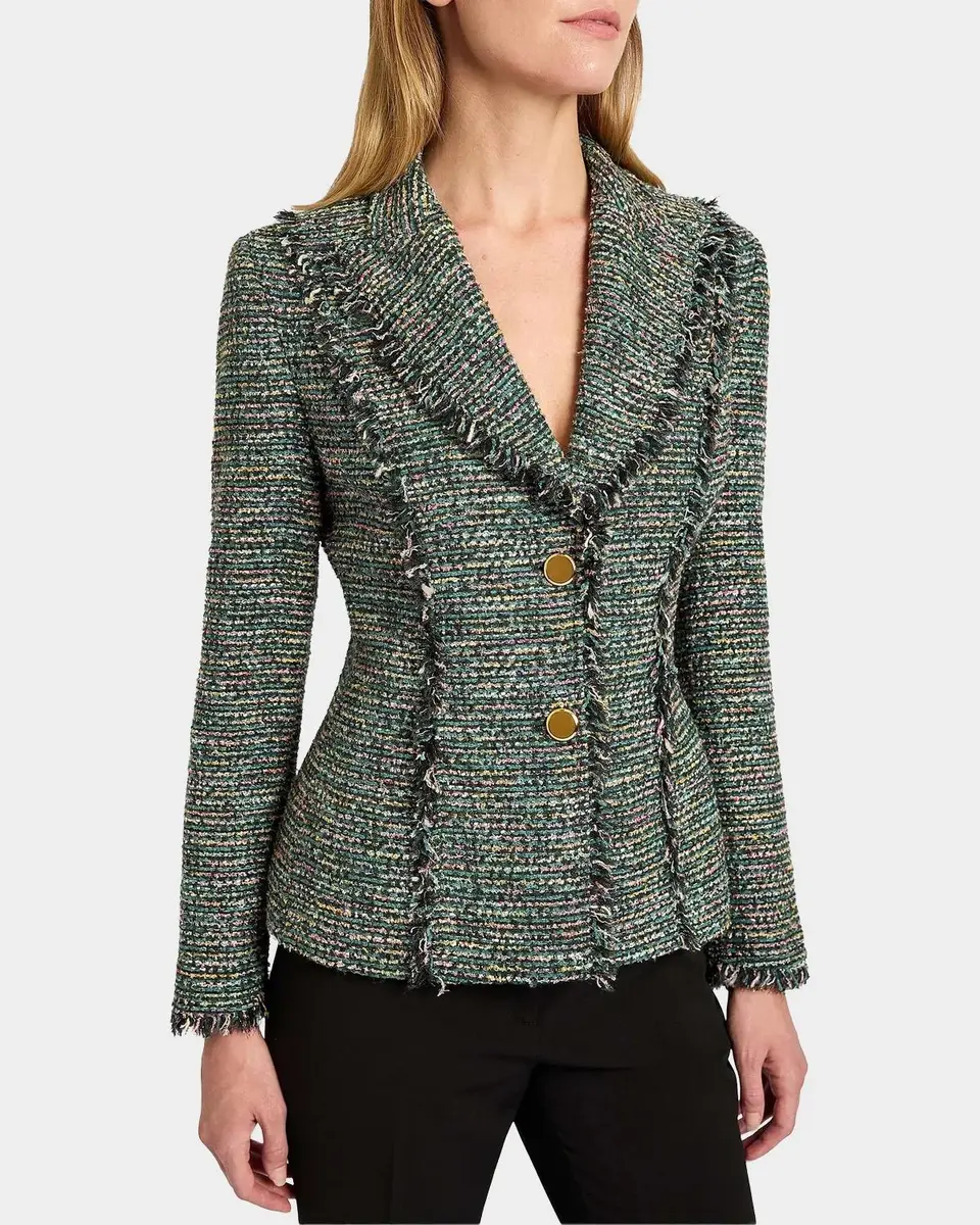 Santorelli Fringed Single-Breasted Tweed Jacket | Thumbnail 7