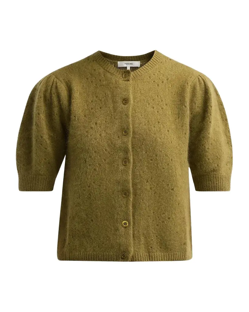 Frame The Bow Cotton-Blend Cropped Cardigan | Image 1 Frame The Bow Cotton-Blend Cropped Cardigan | Image 1