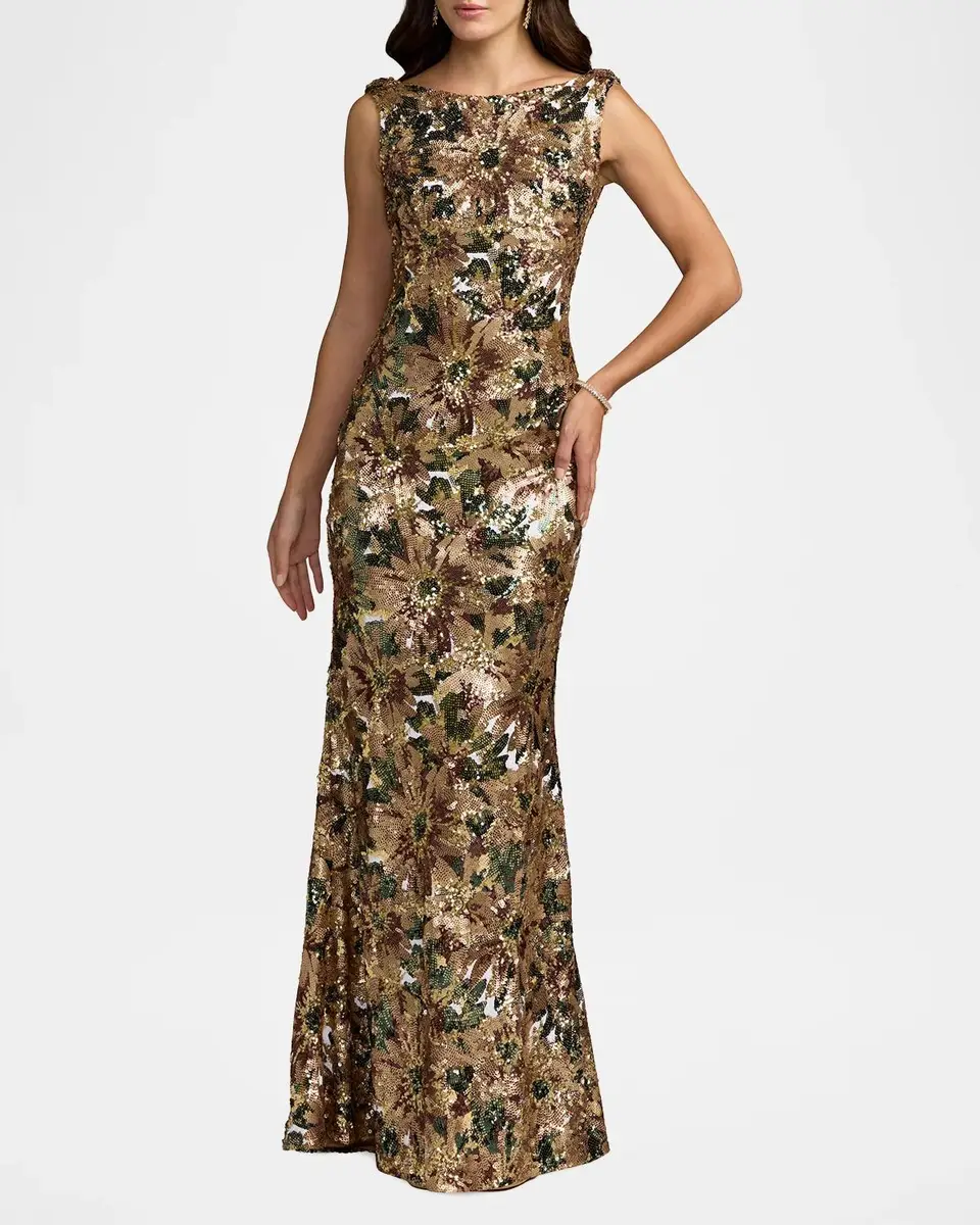 Mac Duggal Sequin Cowl Back Gown | Thumbnail 2 Mac Duggal Sequin Cowl Back Gown | Thumbnail 2