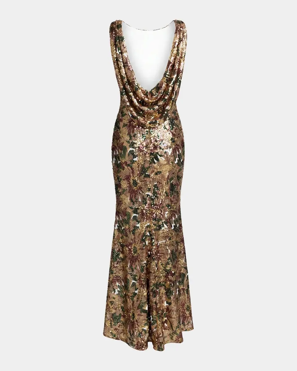 Mac Duggal Sequin Cowl Back Gown | Thumbnail 5 Mac Duggal Sequin Cowl Back Gown | Thumbnail 5