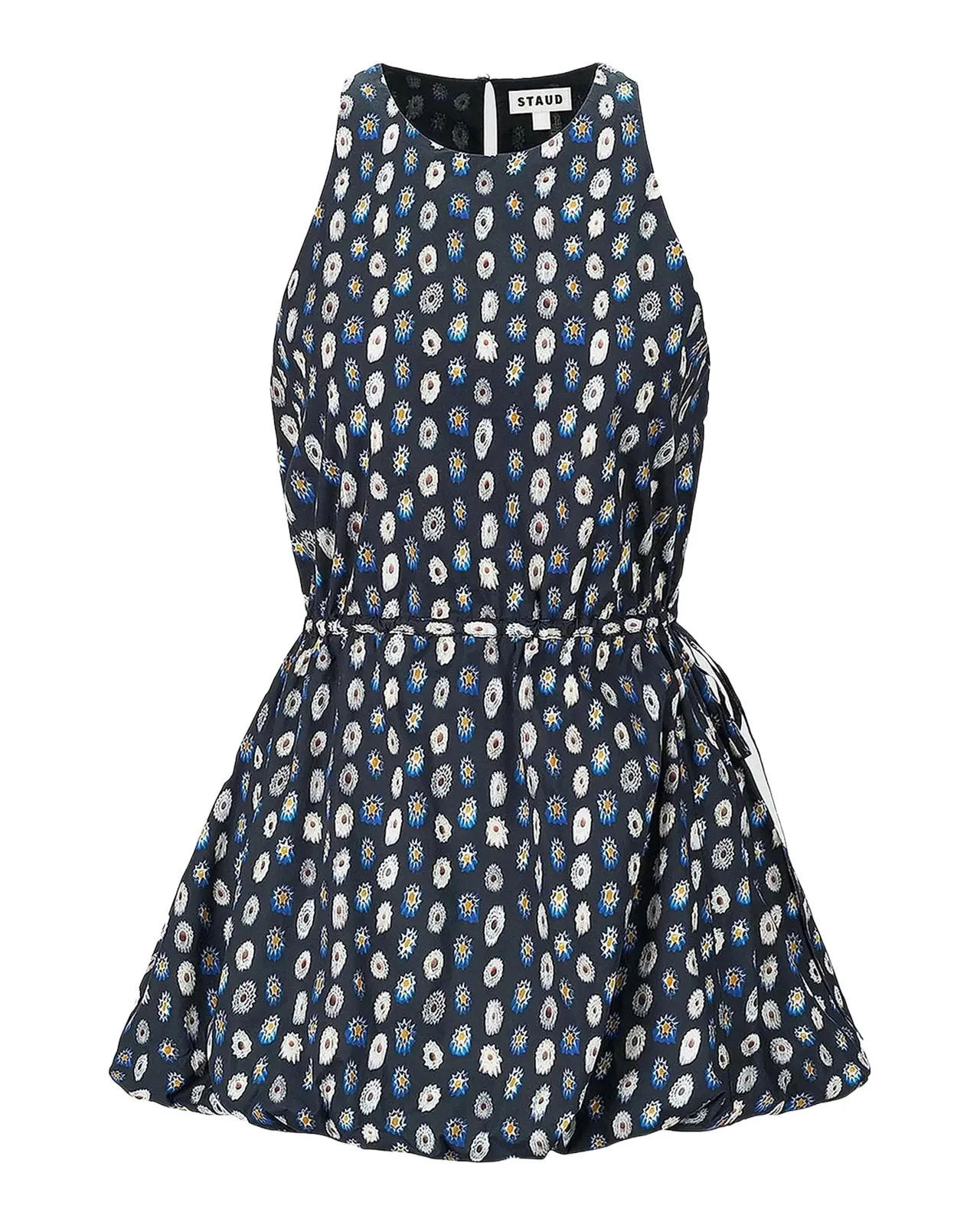 Staud Molly Cotton Bubble-Hem Mini Dress