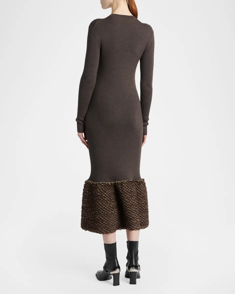 Alexander McQueen Rib-Knit Wool Midi Dress | Thumbnail 3 Alexander McQueen Rib-Knit Wool Midi Dress | Thumbnail 3