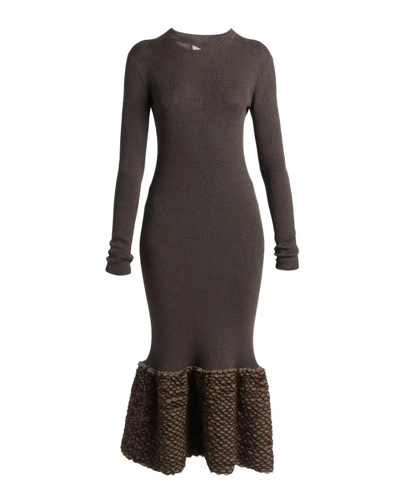 McQueen Rib-Knit Wool Midi Dress | Image 1 McQueen Rib-Knit Wool Midi Dress | Image 1