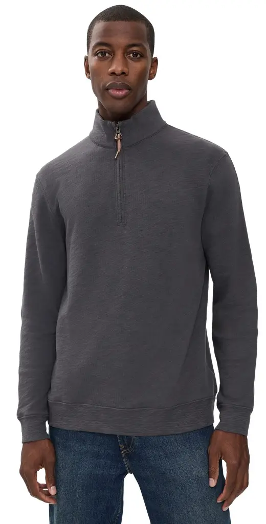 Billy Reid French Terry Half Zip Asphalt | Image 1 Billy Reid French Terry Half Zip Asphalt | Image 1
