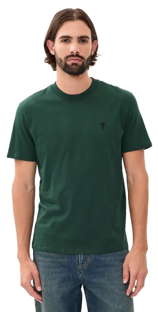 AMI Quota T-Shirt Vert Bouteille/ Noir | Image 1 AMI Quota T-Shirt Vert Bouteille/ Noir | Image 1