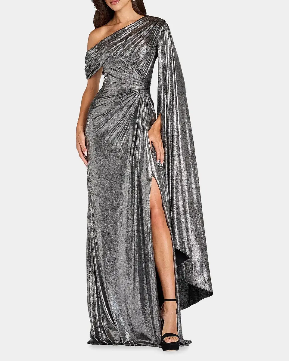 Tadashi Shoji Zeka Metallic Cape Sleeve Gown | Thumbnail 2