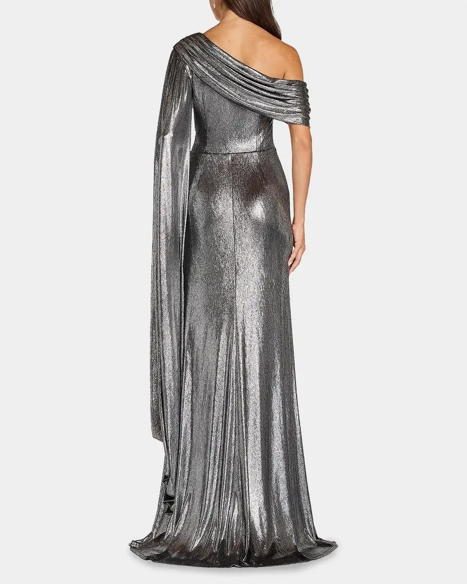 Tadashi Shoji Zeka Metallic Cape Sleeve Gown | Thumbnail 3