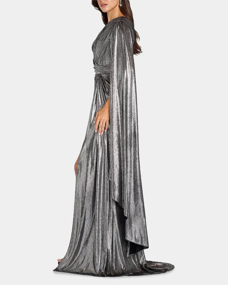 Tadashi Shoji Zeka Metallic Cape Sleeve Gown | Thumbnail 4