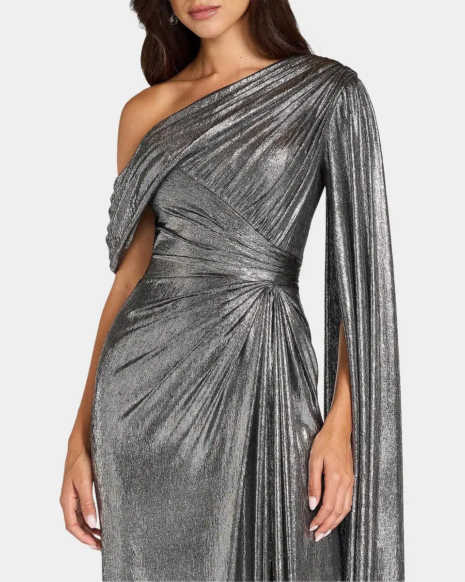 Tadashi Shoji Zeka Metallic Cape Sleeve Gown | Thumbnail 5